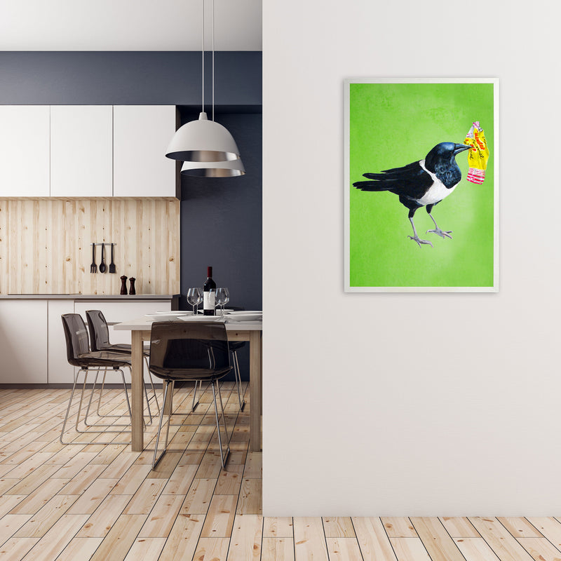 Bird With Sweet Paper Art Print by Coco Deparis A1 Oak Frame