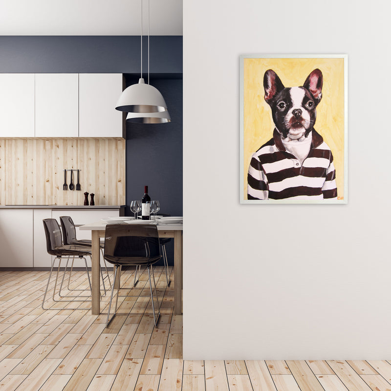 Bulldog 01 Art Print by Coco Deparis A1 Oak Frame
