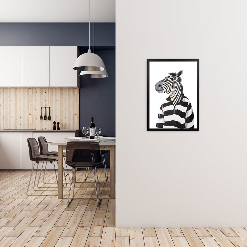 Zebra With Stripy Shirt Art Print by Coco Deparis A2 White Frame