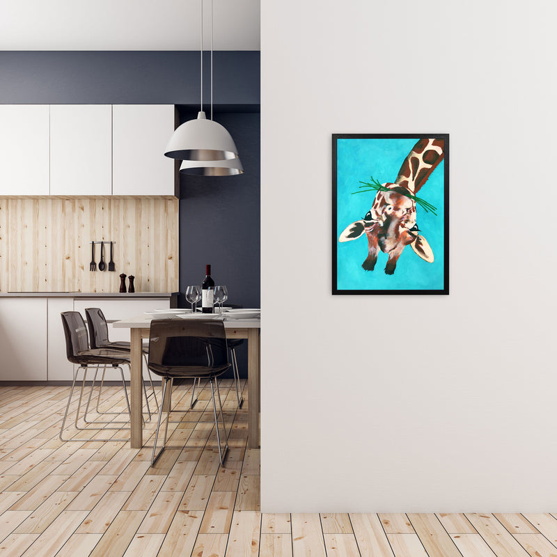 Giraffe Upside Down Art Print by Coco Deparis A2 White Frame