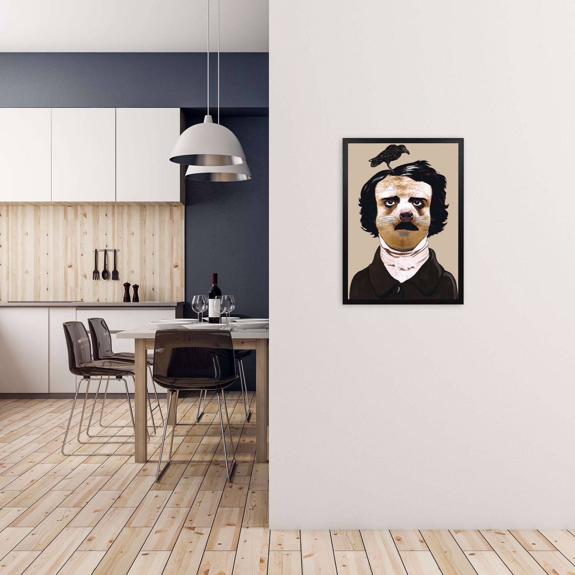 Edgar Allan Poe Art Print by Coco Deparis A2 White Frame