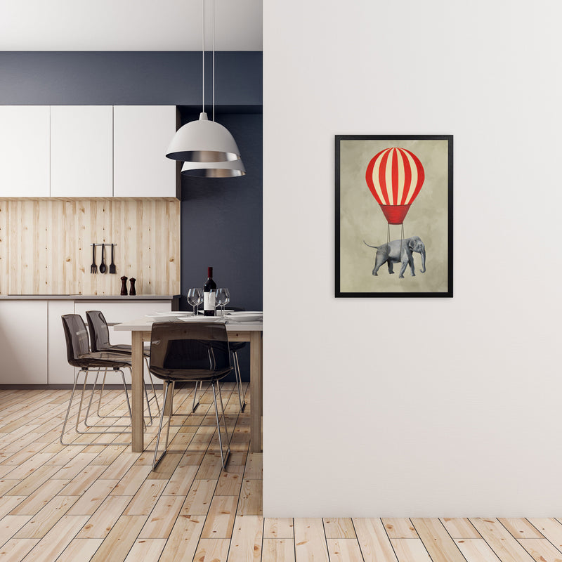 Elephant With Airballoon Art Print by Coco Deparis A2 White Frame