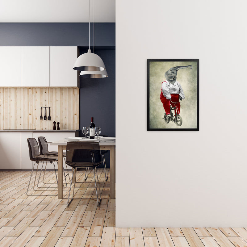 Elephant On Bicycle 02 Art Print by Coco Deparis A2 White Frame