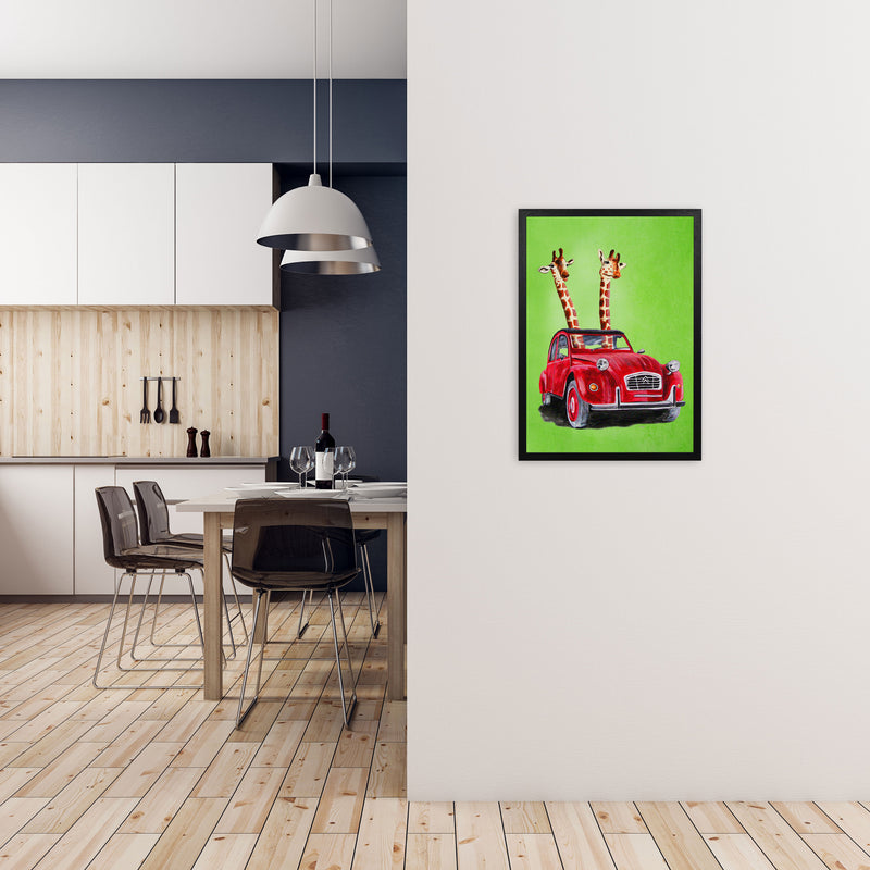 2 Giraffes In Car 2 Art Print by Coco Deparis A2 White Frame
