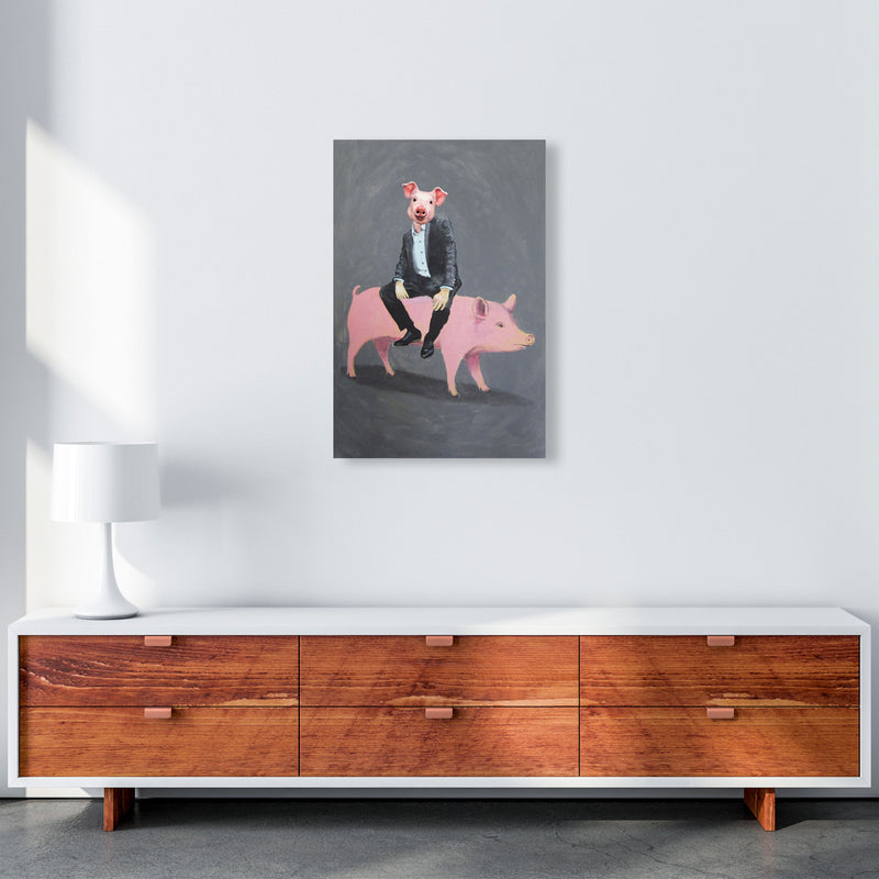 Pig Sitting On A Pig Art Print by Coco Deparis A2 Canvas