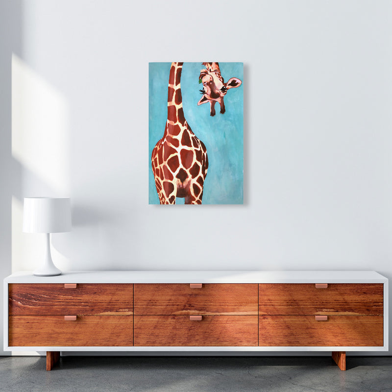 Giraffes With Green Leave Art Print by Coco Deparis A2 Canvas