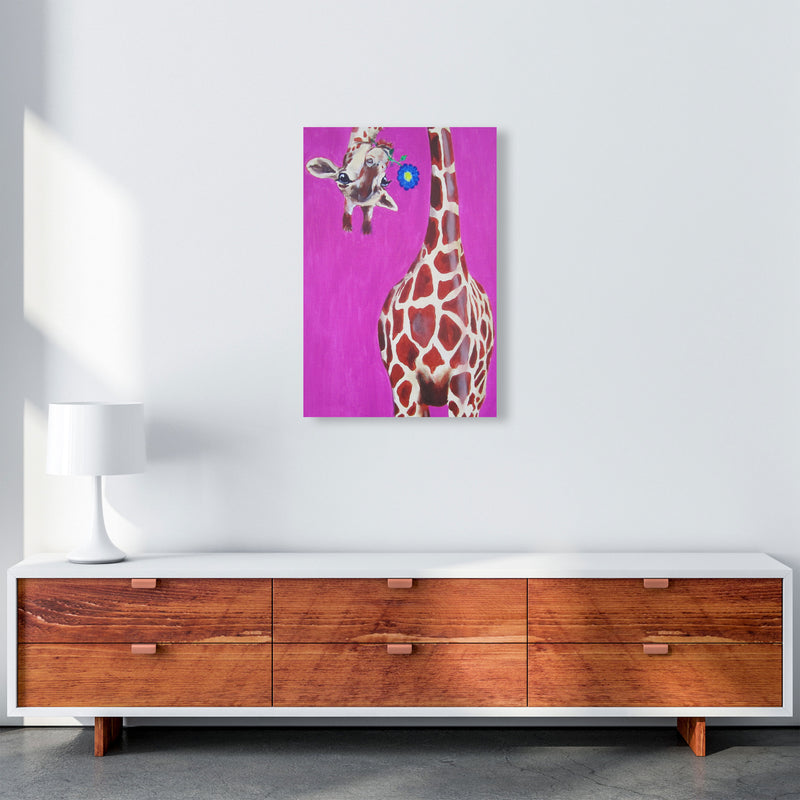 Giraffe With Blue Flower Art Print by Coco Deparis A2 Canvas
