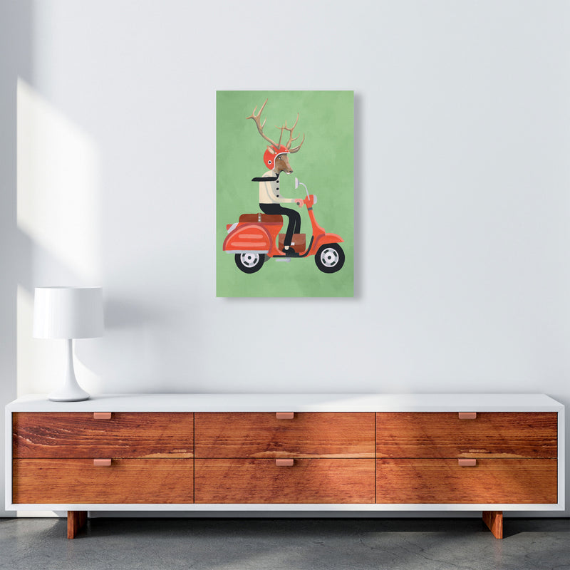 Deer On Scooter Art Print by Coco Deparis A2 Canvas