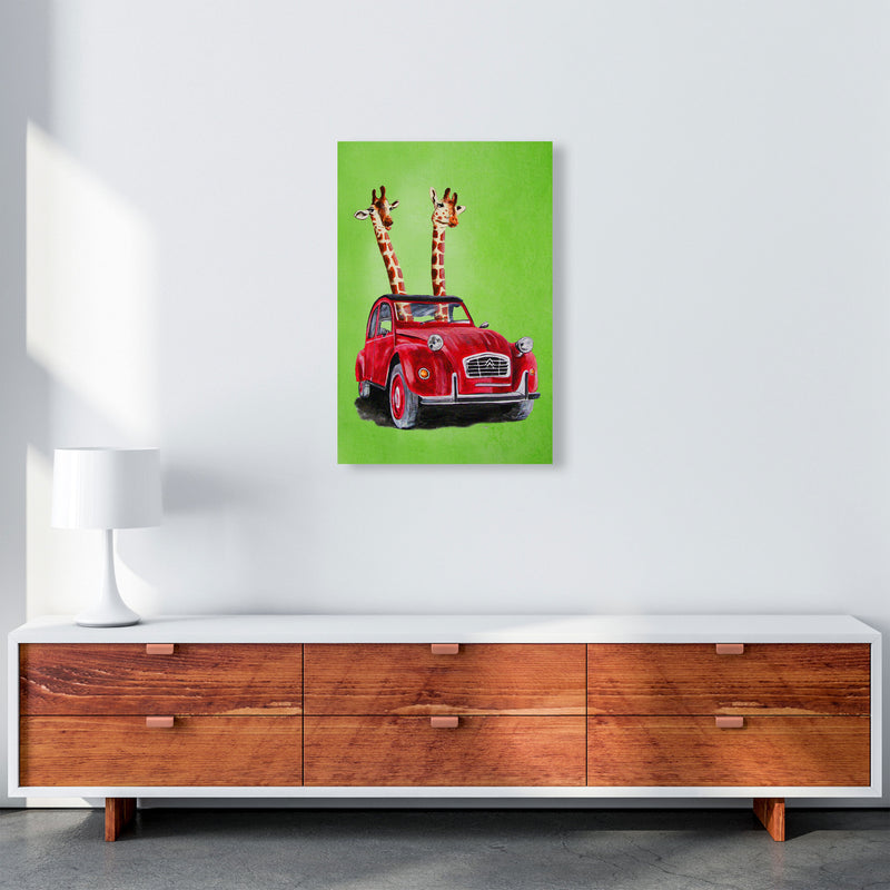 2 Giraffes In Car 2 Art Print by Coco Deparis A2 Canvas