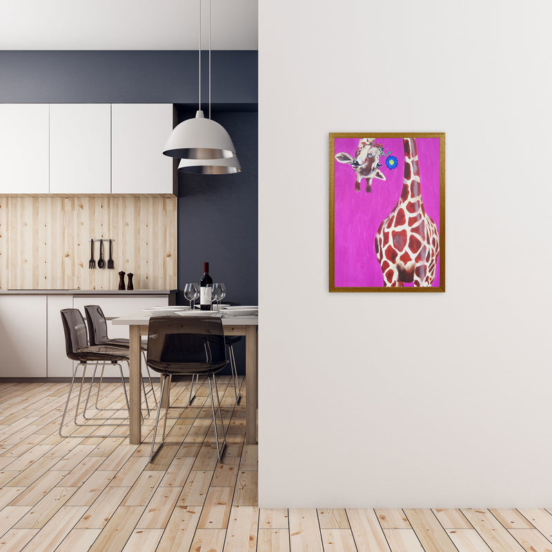 Giraffe With Blue Flower Art Print by Coco Deparis A2 Print Only