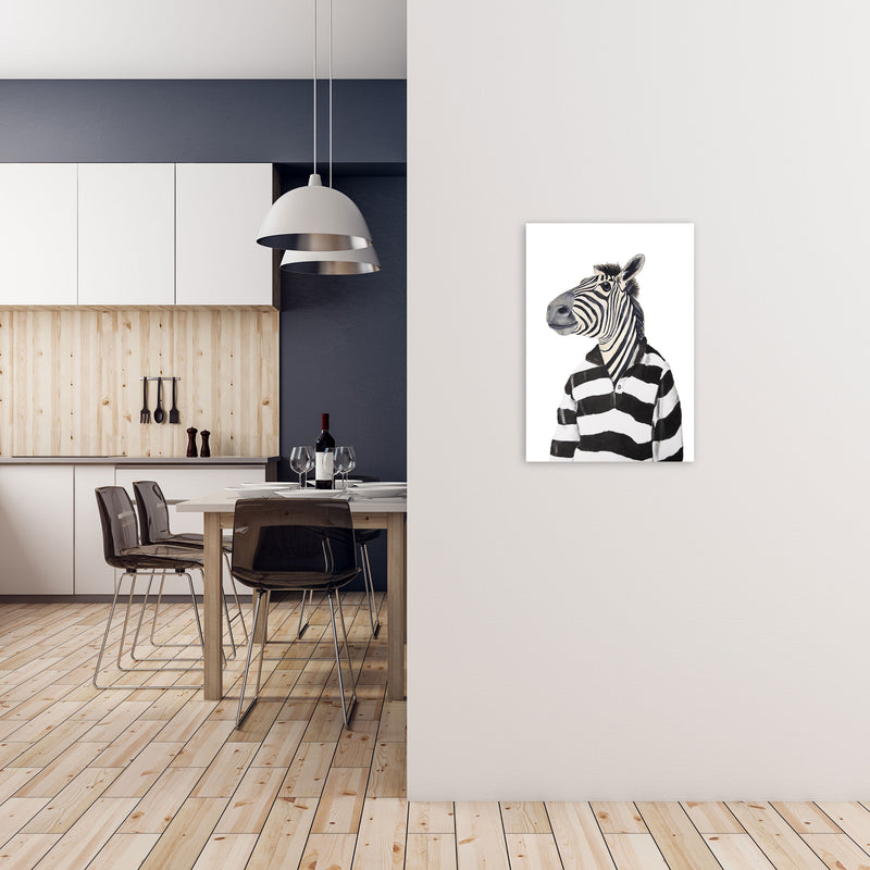 Zebra With Stripy Shirt Art Print by Coco Deparis A2 Black Frame