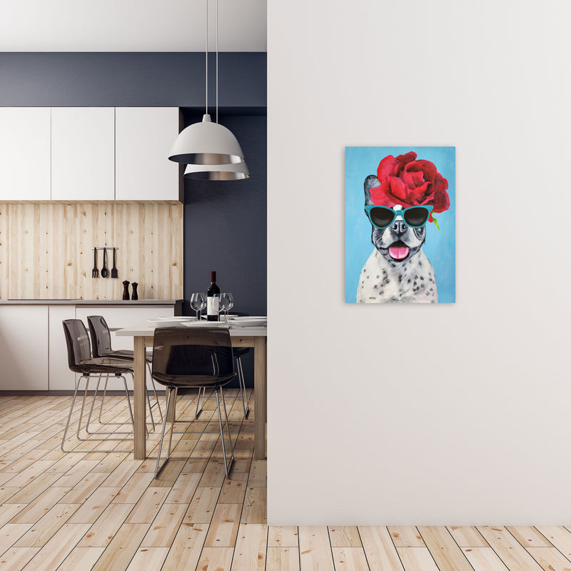 Fashion Bulldog Blue Art Print by Coco Deparis A2 Black Frame