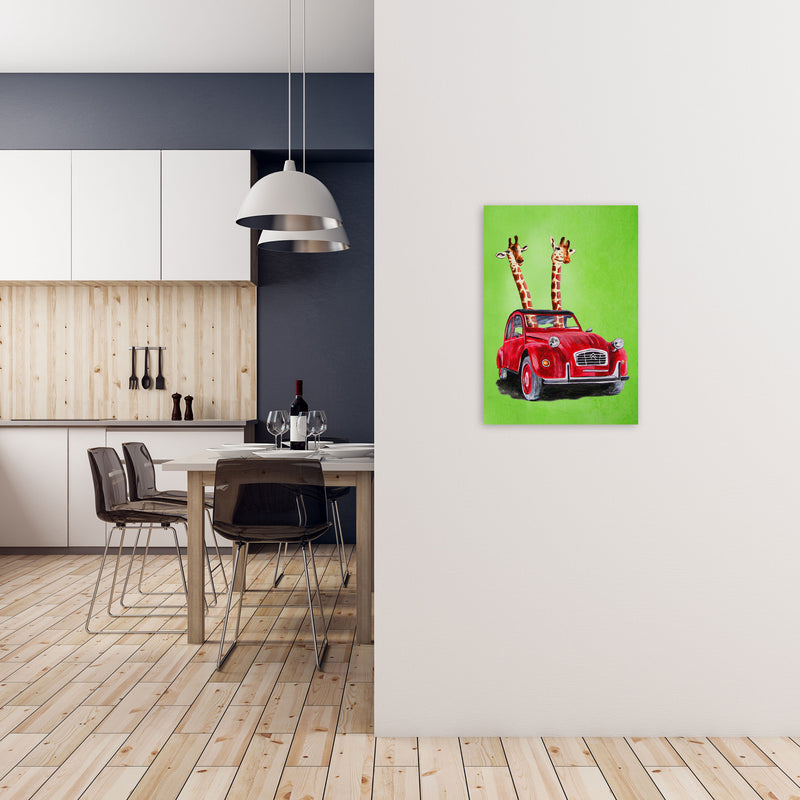 2 Giraffes In Car 2 Art Print by Coco Deparis A2 Black Frame