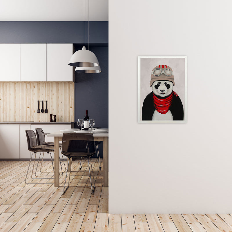 Panda Pilot Art Print by Coco Deparis A2 Oak Frame