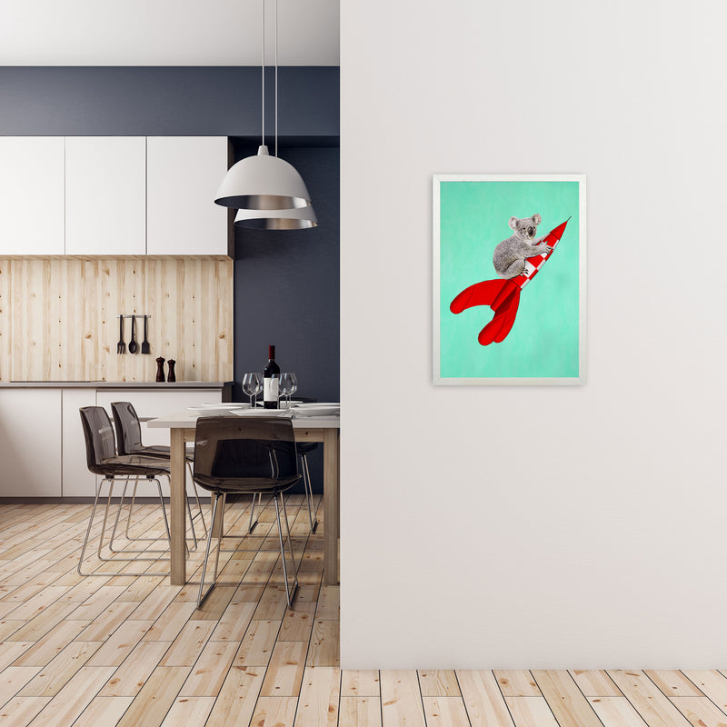 Koala On A Rocket Art Print by Coco Deparis A2 Oak Frame