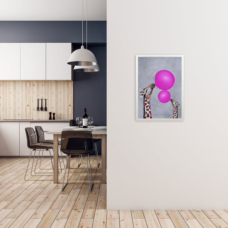 Giraffes With Bubblegum 3 Art Print by Coco Deparis A2 Oak Frame