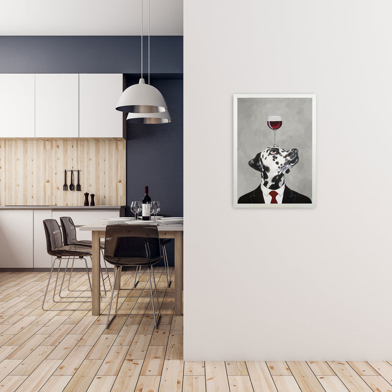 Dalmatian With Wineglass Art Print by Coco Deparis A2 Oak Frame