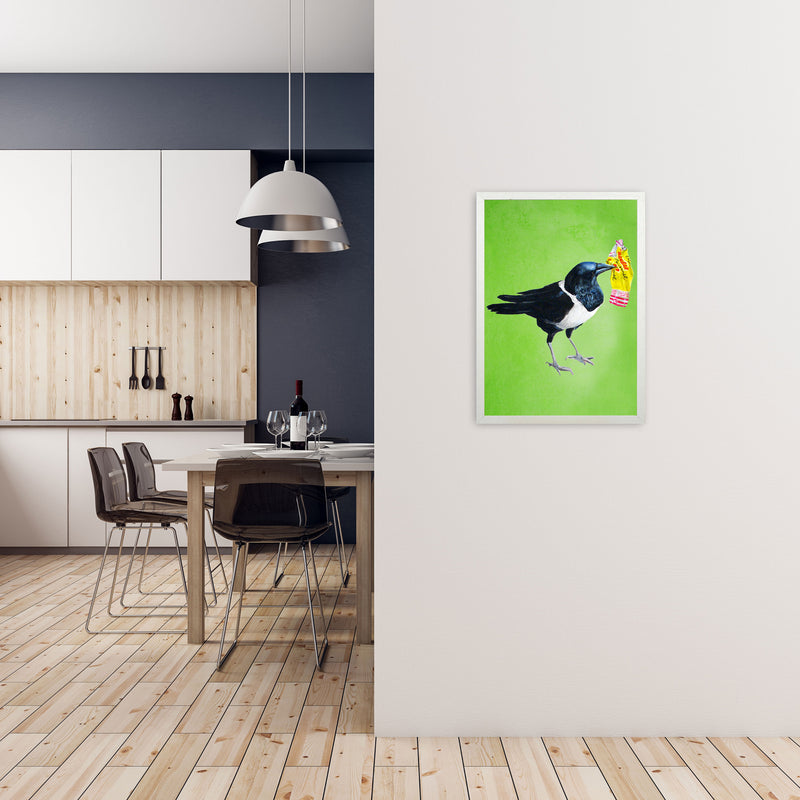 Bird With Sweet Paper Art Print by Coco Deparis A2 Oak Frame