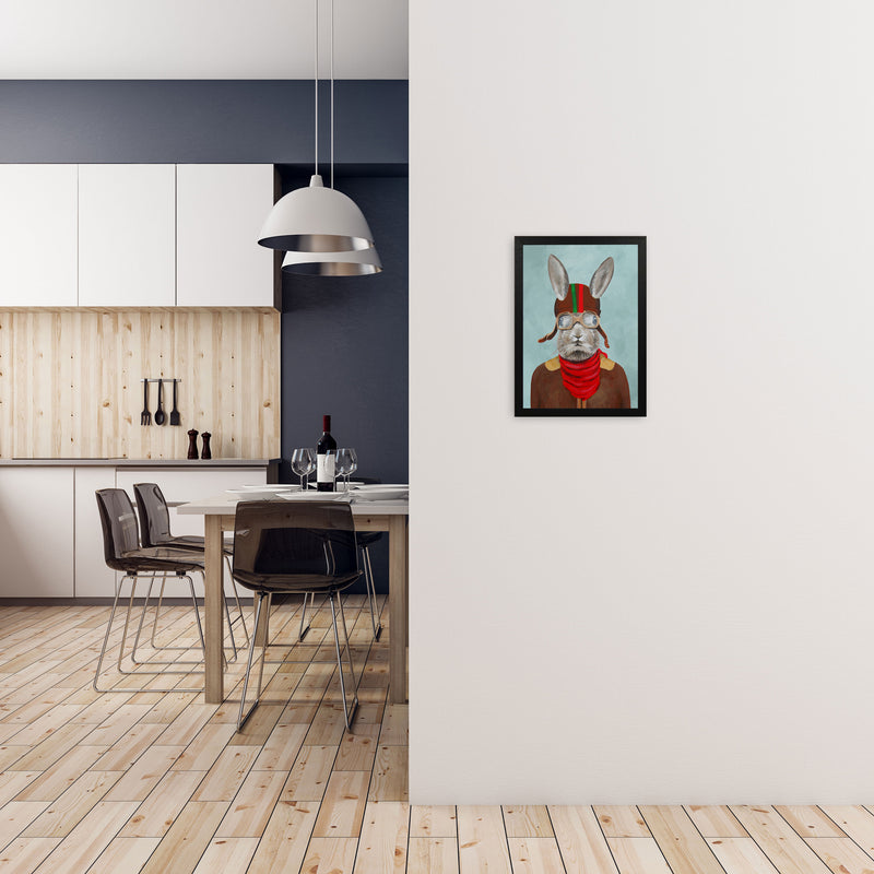 Rabbit With Helmet Art Print by Coco Deparis A3 White Frame