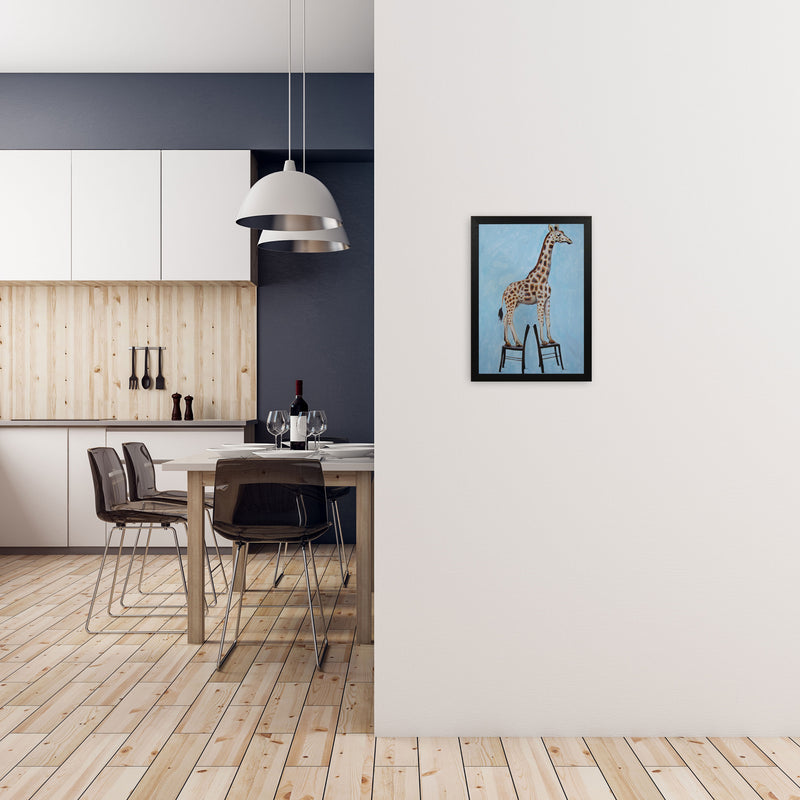 Giraffe On Chairs Art Print by Coco Deparis A3 White Frame