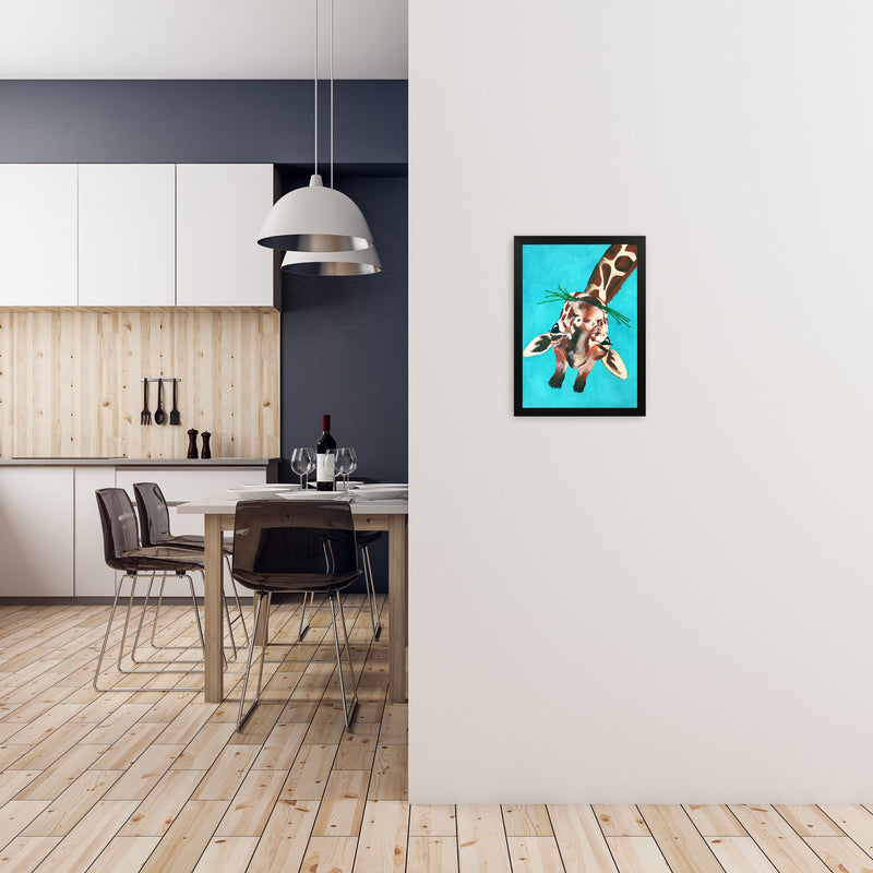 Giraffe Upside Down Art Print by Coco Deparis A3 White Frame