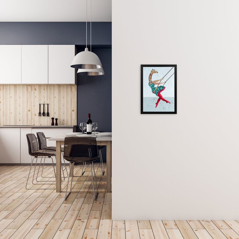 Giraffe On Balance Art Print by Coco Deparis A3 White Frame