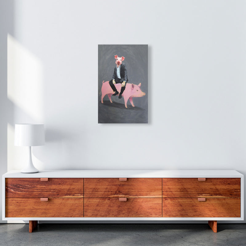 Pig Sitting On A Pig Art Print by Coco Deparis A3 Canvas