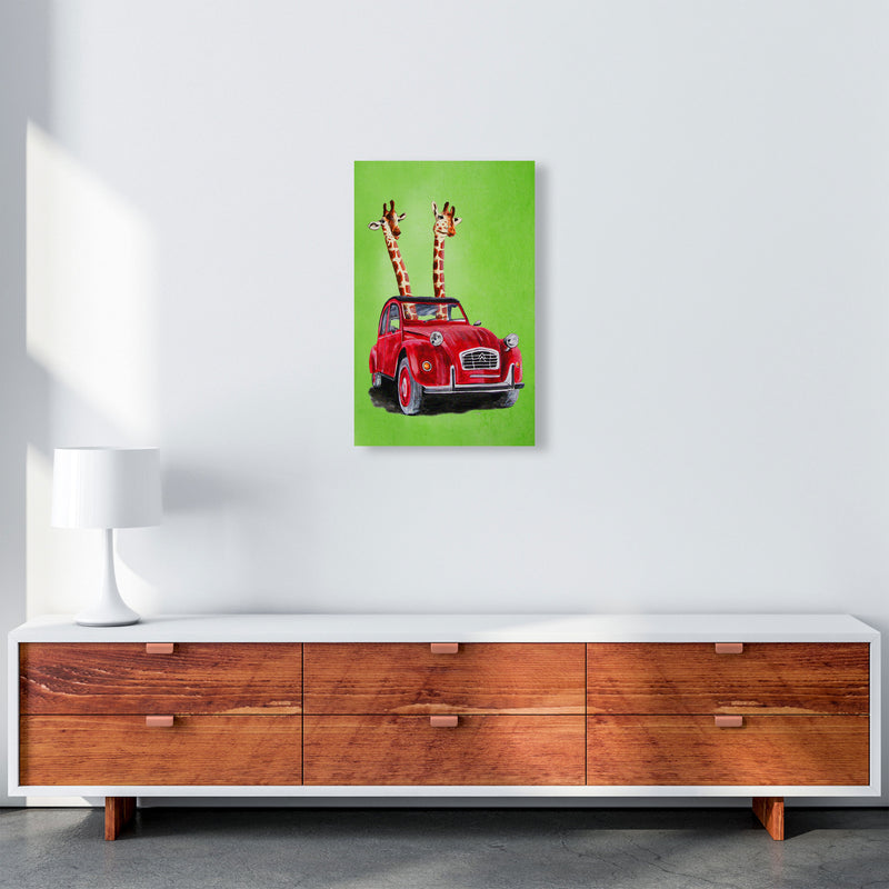 2 Giraffes In Car 2 Art Print by Coco Deparis A3 Canvas