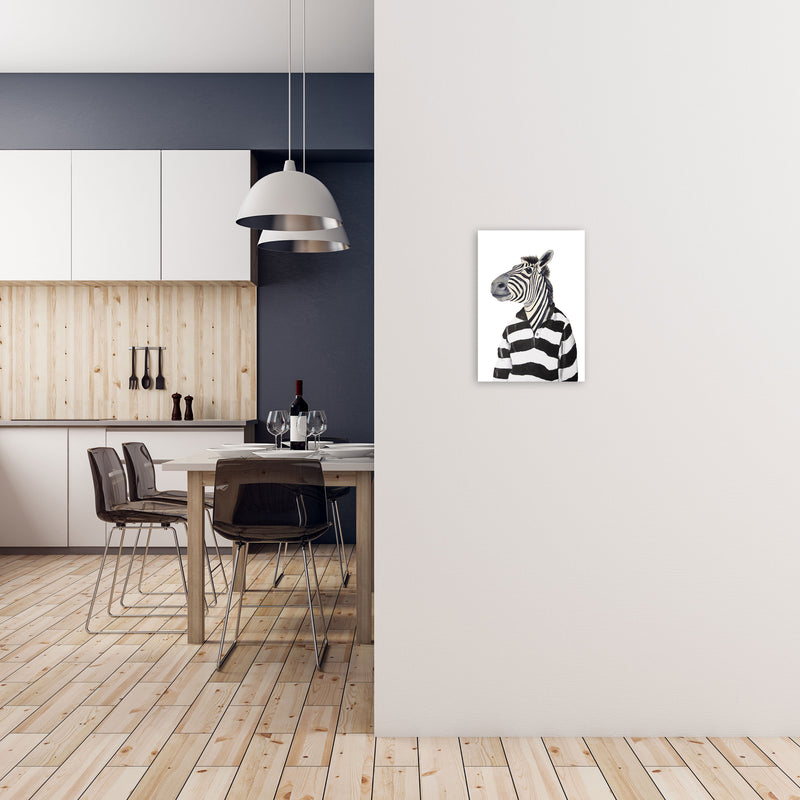 Zebra With Stripy Shirt Art Print by Coco Deparis A3 Black Frame