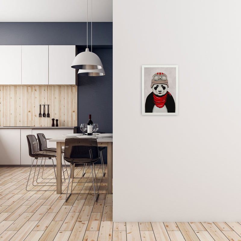 Panda Pilot Art Print by Coco Deparis A3 Oak Frame