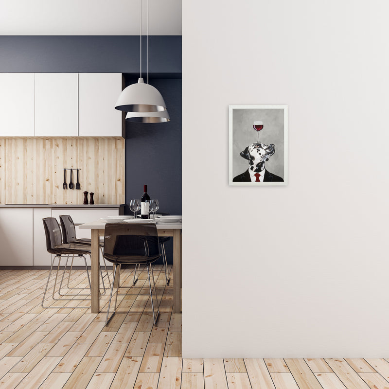 Dalmatian With Wineglass Art Print by Coco Deparis A3 Oak Frame