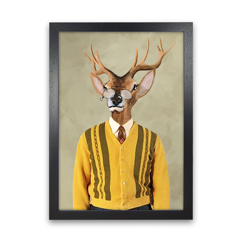 Deer Sixties Man Art Print by Coco Deparis Black Grain