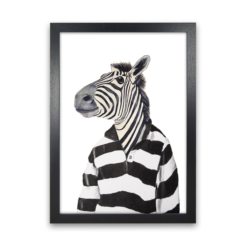 Zebra With Stripy Shirt Art Print by Coco Deparis Black Grain