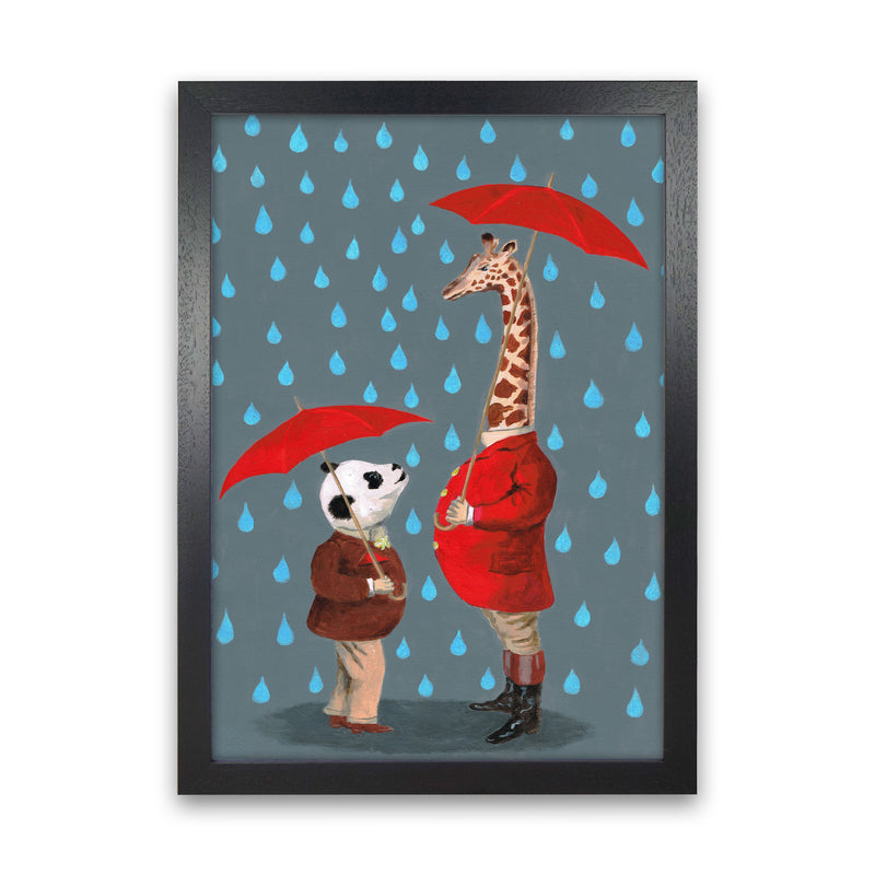 Panda And Giraffe Art Print by Coco Deparis Black Grain
