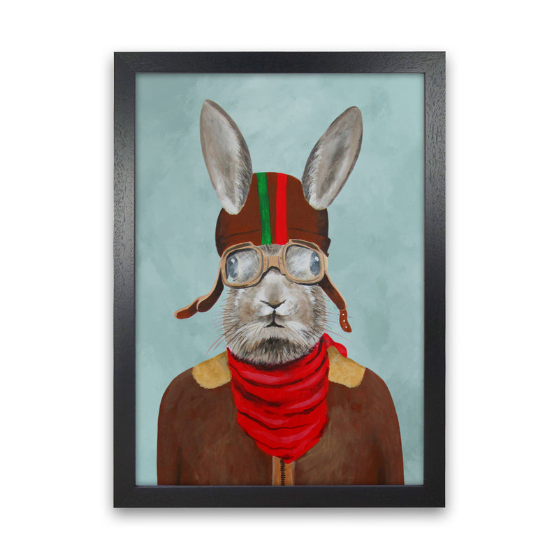 Rabbit With Helmet Art Print by Coco Deparis Black Grain