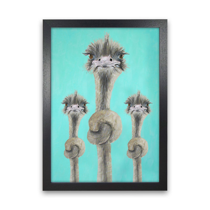 Ostriches Knotted Art Print by Coco Deparis Black Grain