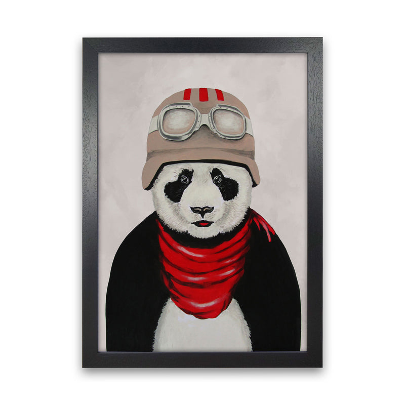 Panda Pilot Art Print by Coco Deparis Black Grain