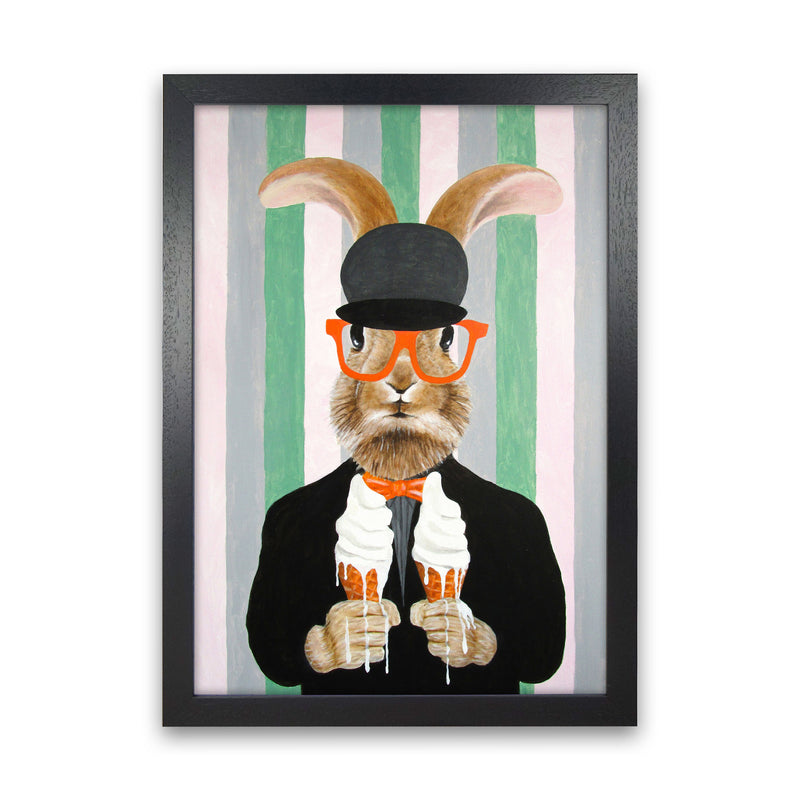 Rabbit With Melting Ice-Creams Art Print by Coco Deparis Black Grain