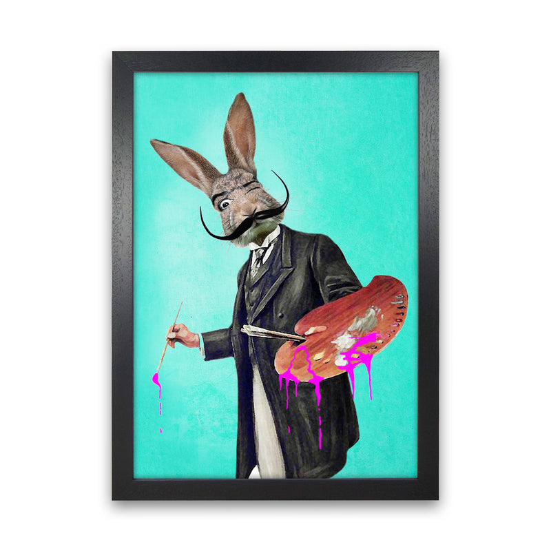 Rabbit Painter Art Print by Coco Deparis Black Grain