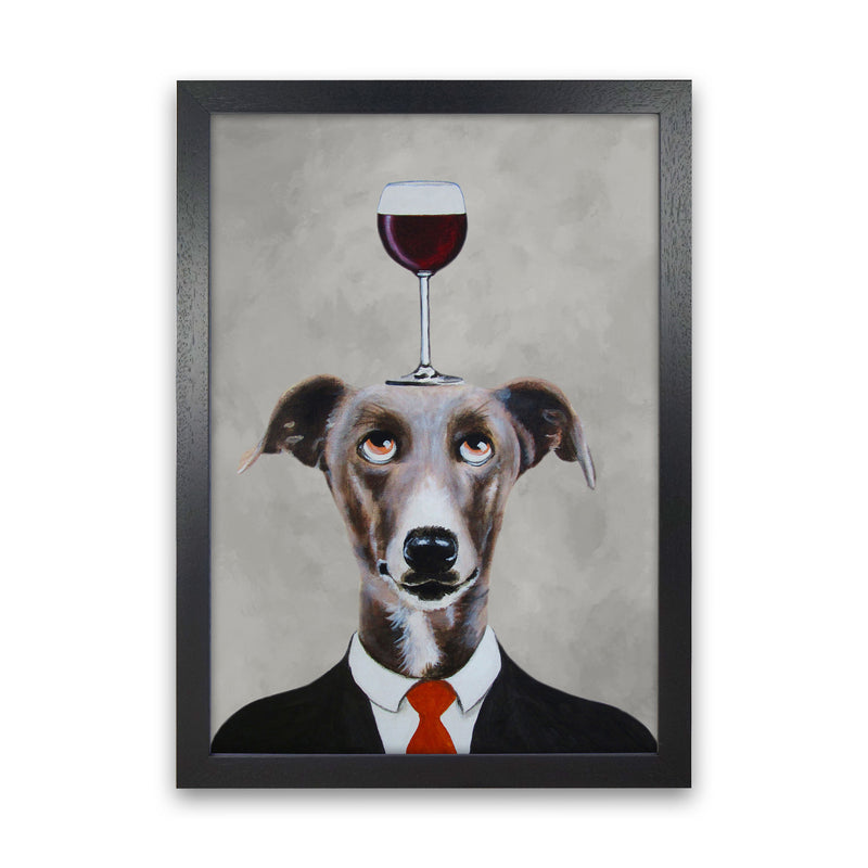Greyhound With Wineglass Art Print by Coco Deparis Black Grain
