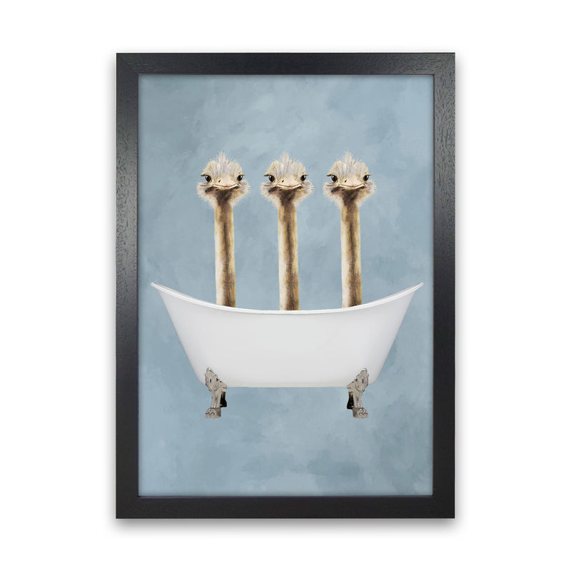Ostriches In Bathtub Art Print by Coco Deparis Black Grain