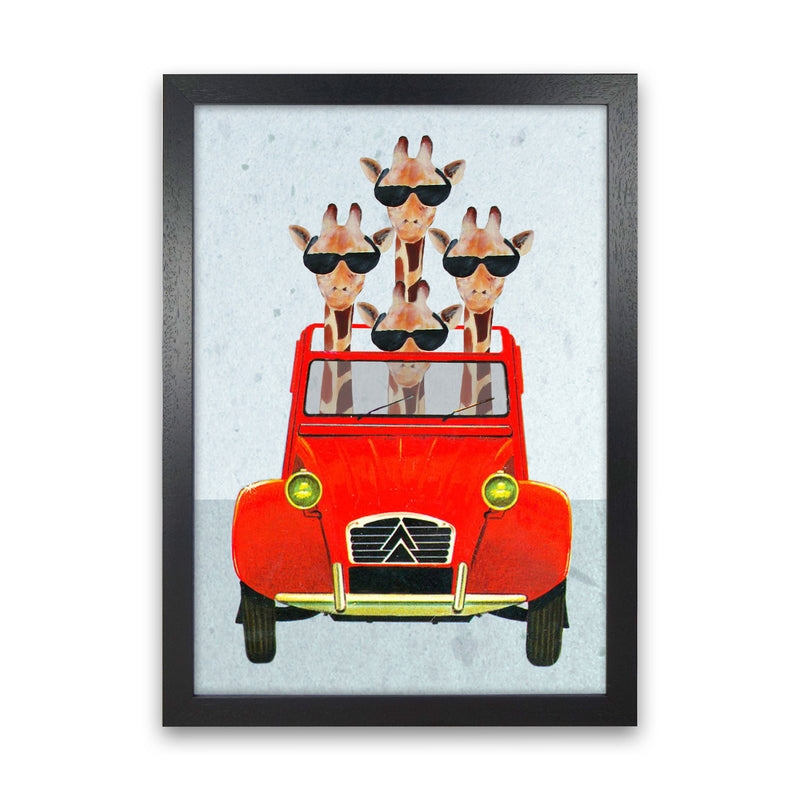 Giraffes On Holiday 2 Art Print by Coco Deparis Black Grain