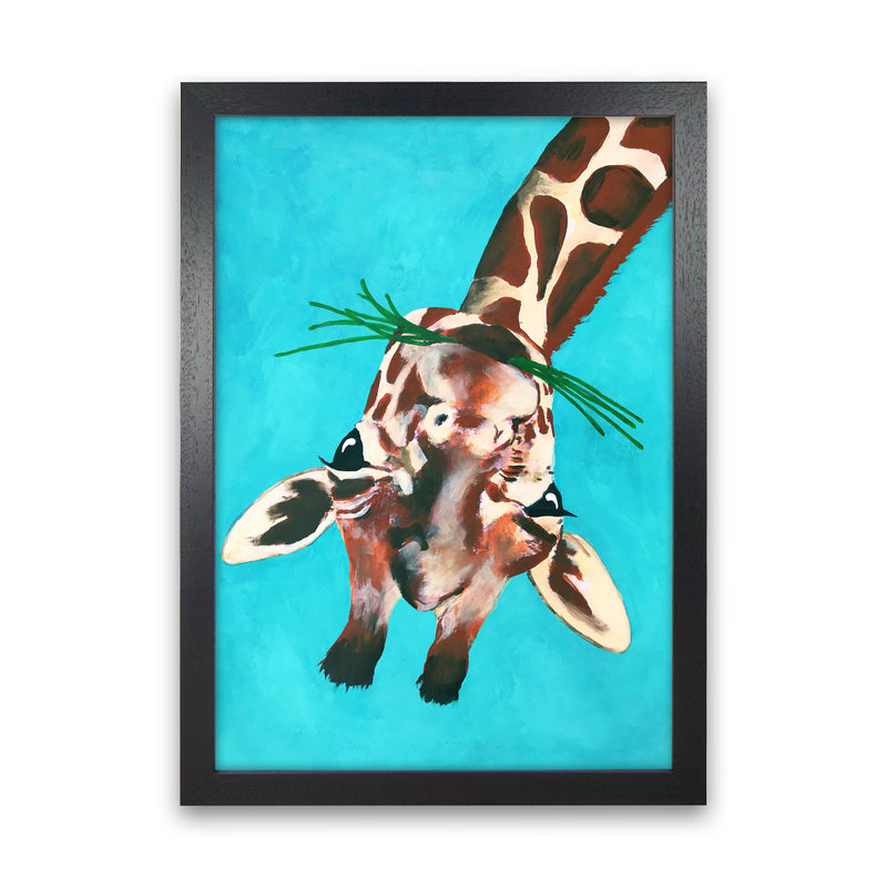 Giraffe Upside Down Art Print by Coco Deparis Black Grain