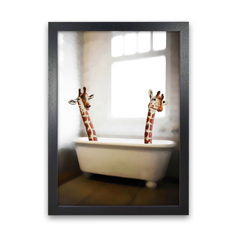 Giraffes In Bathtube Art Print by Coco Deparis Black Grain