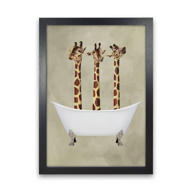 Giraffes In Bathtub Art Print by Coco Deparis Black Grain