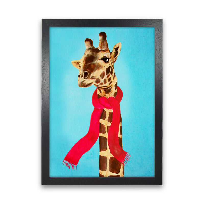Giraffe In Winter Art Print by Coco Deparis Black Grain