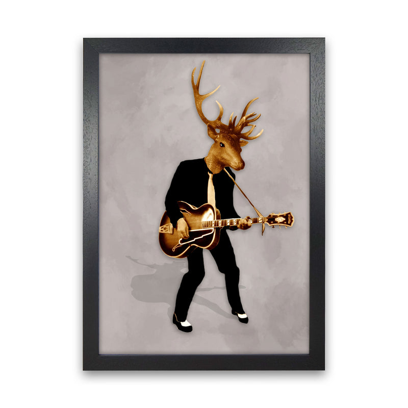 Deer Rock Art Print by Coco Deparis Black Grain