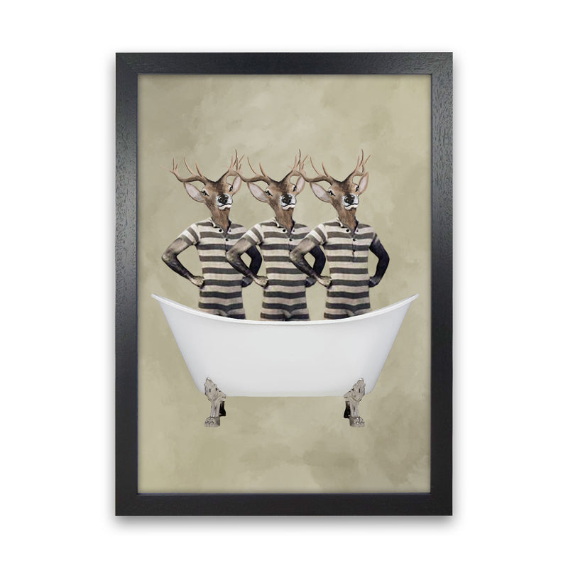 Deers In Bathtub Art Print by Coco Deparis Black Grain