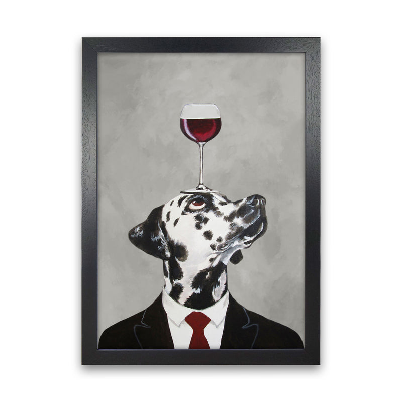 Dalmatian With Wineglass Art Print by Coco Deparis Black Grain