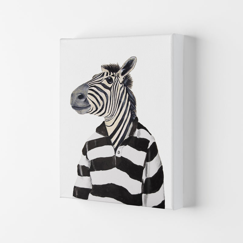 Zebra With Stripy Shirt Art Print by Coco Deparis Canvas